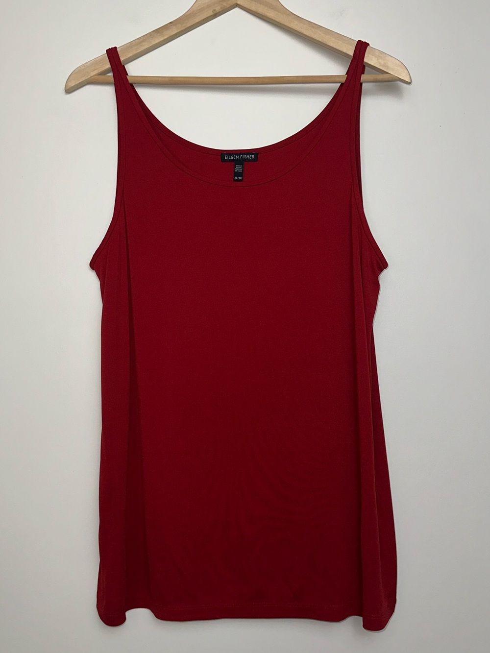 EILEEN FISHER System Stretch Silk Jersey Long Cami in Cranberry